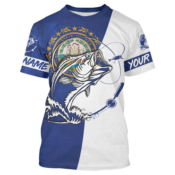 Bass Fishing Massachusetts  Flag Custom Long Sleeve Performance Fishing Shirts For Fishing Lovers IPHW3965