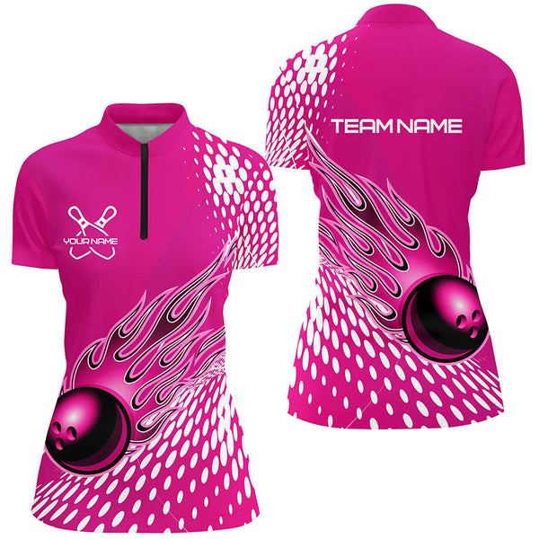 Personalized Flame Bowling Shirts For Women, Bowling Ball Custom Bowling Team Shirt IPHW4978