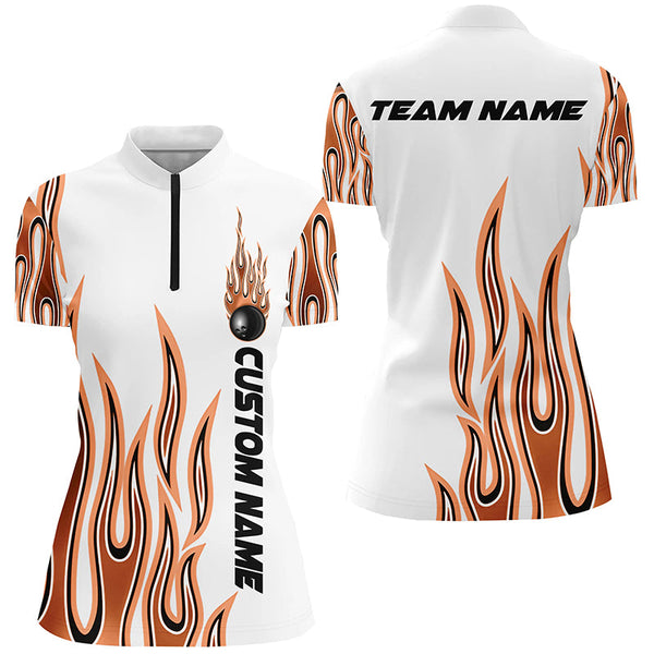 Personalized Flame Bowling Shirts For Women, Bowling Ball Custom Bowling Team Shirt IPHW4984