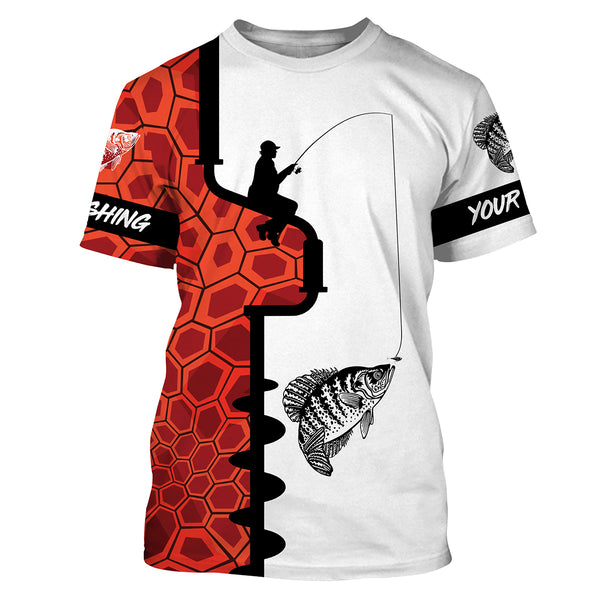 Walleye Ice Fishing Custom UV Long Sleeve performance Fishing Shirts | orange camo - IPHW2351