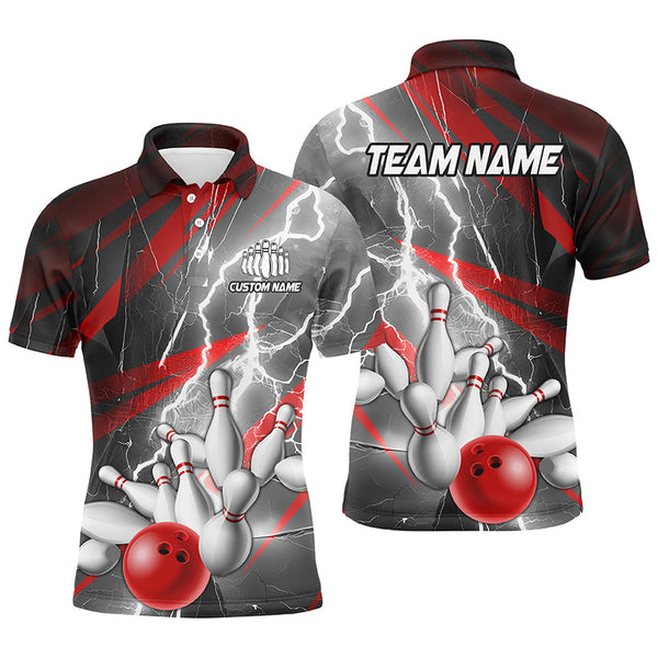 Red Lightning Thunder Custom Bowling Team Jersey,Team Bowling Shirts For Men And Women IPHW5989