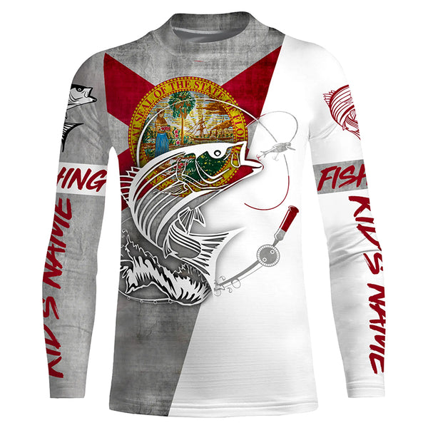 Florida Striped Bass Fishing tattoo Custom Fishing Shirts, FL Striped Bass Fishing jerseys IPHW3539