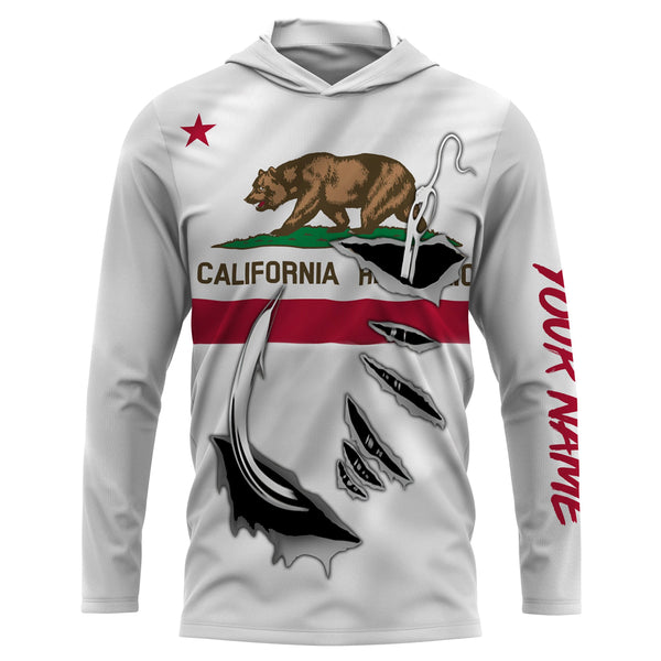 California Flag 3D Fish hook UPF 30+ Custom Long Sleeve performance Fishing Shirts - IPH1904