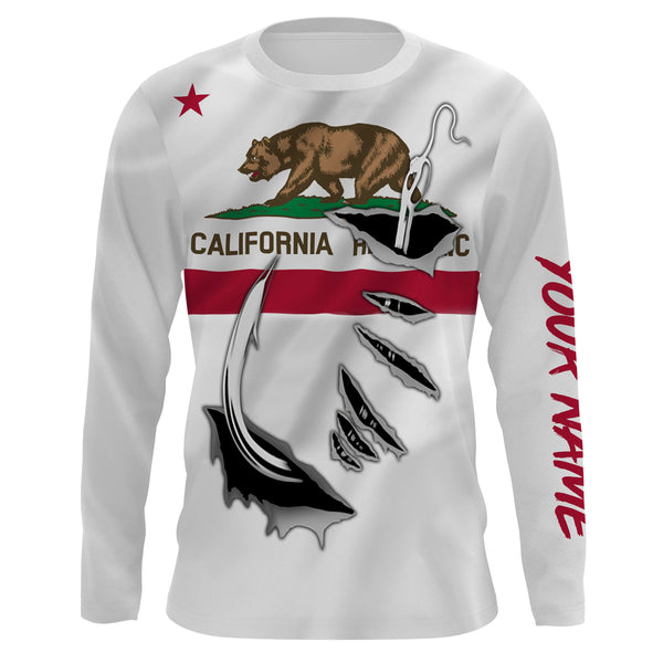 California Flag 3D Fish hook UPF 30+ Custom Long Sleeve performance Fishing Shirts - IPH1904