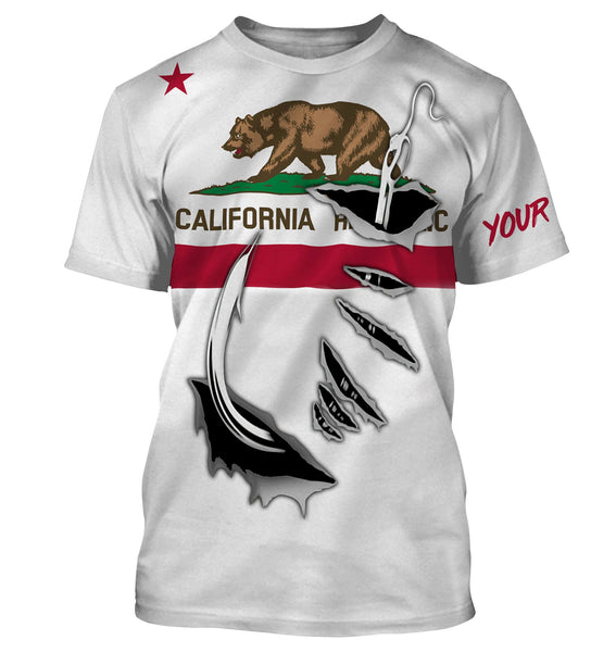California Flag 3D Fish hook UPF 30+ Custom Long Sleeve performance Fishing Shirts - IPH1904