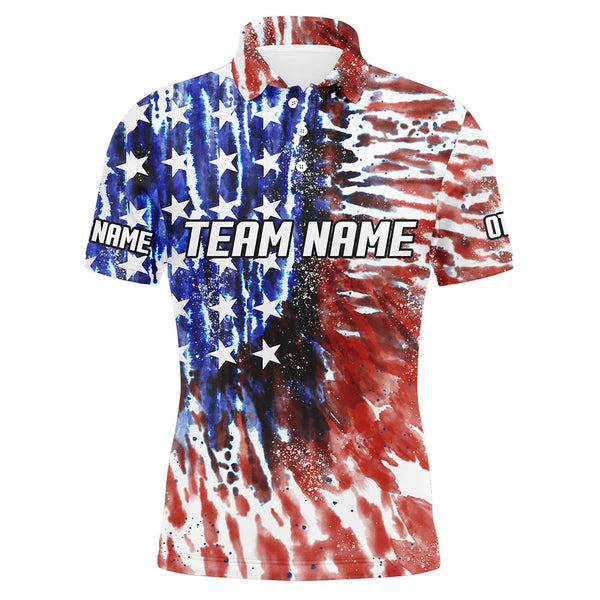 American Flag Tie Dye Bowling Shirts For Men, Custom Bowling Team Jerseys IPHW4526