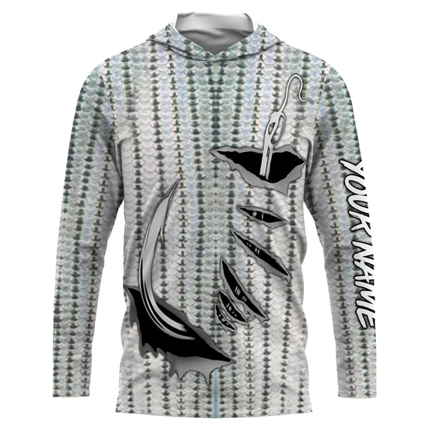 Striped Bass Fishing scales Custom Long Sleeve performance Fishing Shirts IPH1924