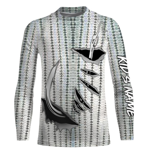 Striped Bass Fishing scales Custom Long Sleeve performance Fishing Shirts IPH1924