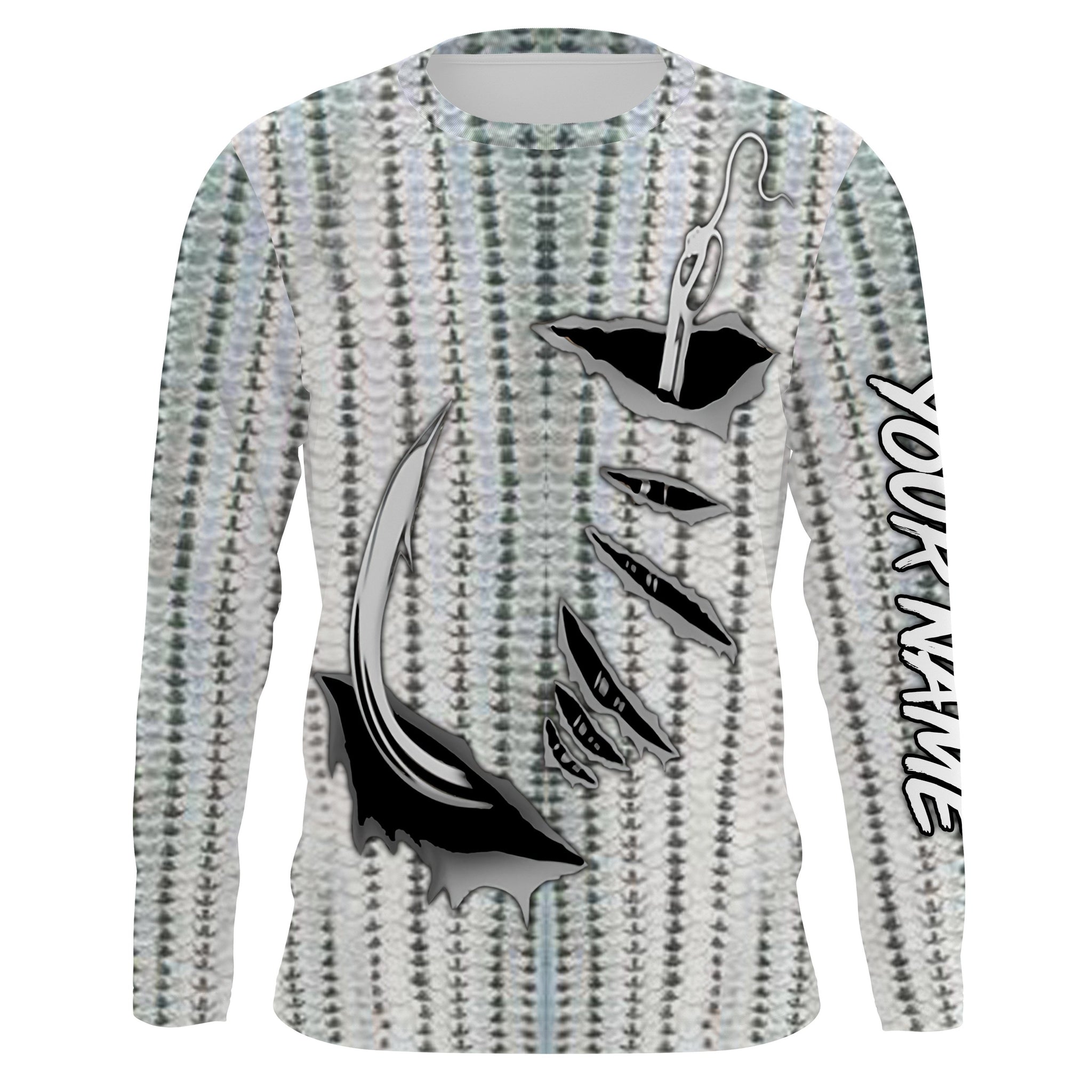 Striped Bass Fishing scales Custom Long Sleeve performance Fishing Shirts IPH1924