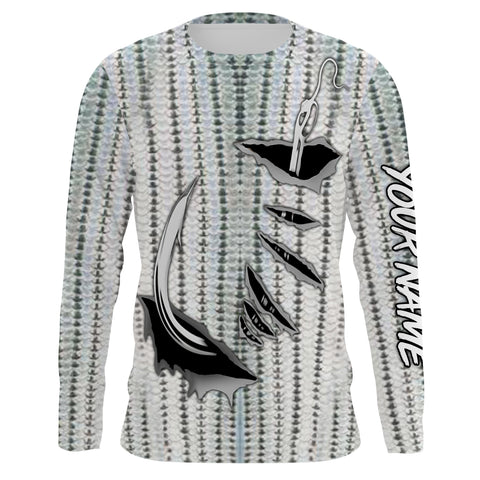 Striped Bass Fishing scales Custom Long Sleeve performance Fishing Shirts IPH1924