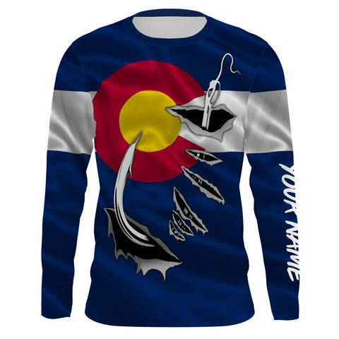 Colorado Flag 3D Fish hook UPF 30+ Custom Long Sleeve performance Fishing Shirts - IPHW475