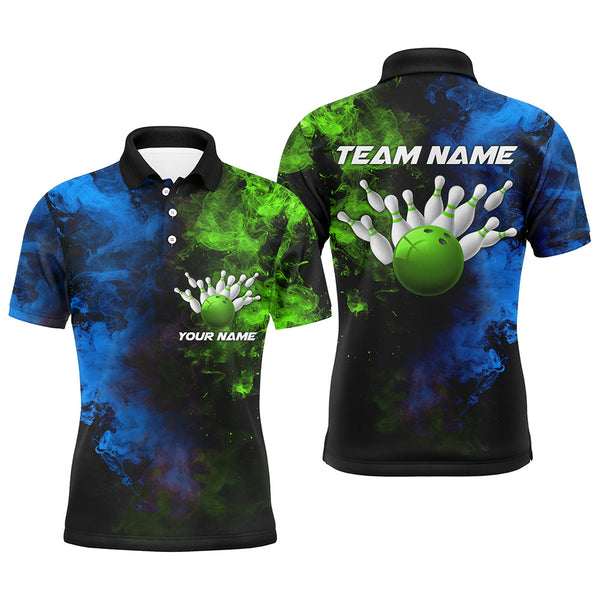Custom Multi-Color Smoke Bowling Team Shirts For Men And Women, Bowling Polo/ Quarter-Zip Shirts For Bowlers IPHW5931