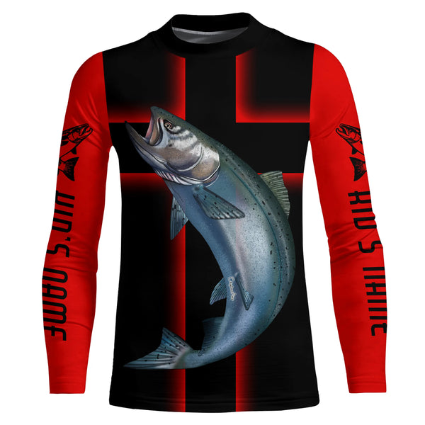 Chinook King Salmon Custom Long Sleeve Christian Fishing Shirts, Salmon Faith Fishing Jerseys IPHW4044