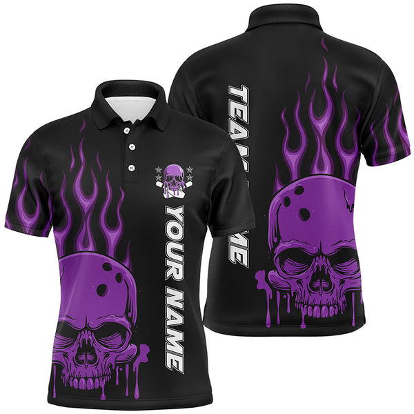 Personalized Skull Bowling Shirt For Men, Women And Kids, Custom Team'S Name Flame Bowler Jerseys IPHW5916