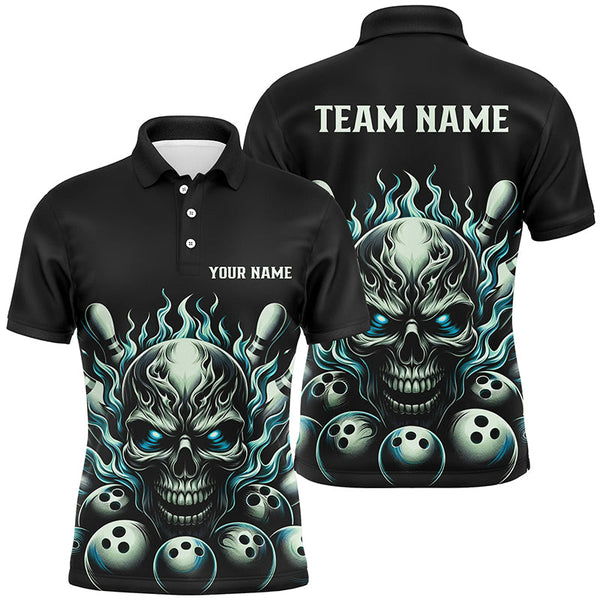 Multi-Color Custom Skull Bowling Shirts For Men And Women, Unisex Flame Bowling Team Shirts For Bowlers IPHW5926