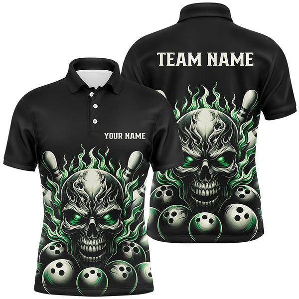 Multi-Color Custom Skull Bowling Shirts For Men And Women, Unisex Flame Bowling Team Shirts For Bowlers IPHW5926