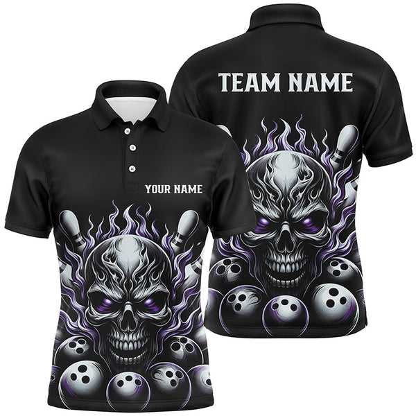 Multi-Color Custom Skull Bowling Shirts For Men And Women, Unisex Flame Bowling Team Shirts For Bowlers IPHW5926