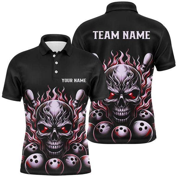 Multi-Color Custom Skull Bowling Shirts For Men And Women, Unisex Flame Bowling Team Shirts For Bowlers IPHW5926