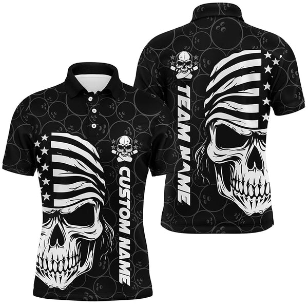 American Flag Skull Custom Bowling Jerseys For Men, Patriotic Bowling Team Shirts IPHW5184