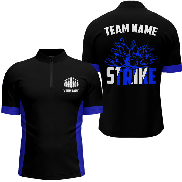Personalized Strike Bowling Team Shirts Mens Bowling Shirts Bowling League Jerseys | Blue IPHW5513