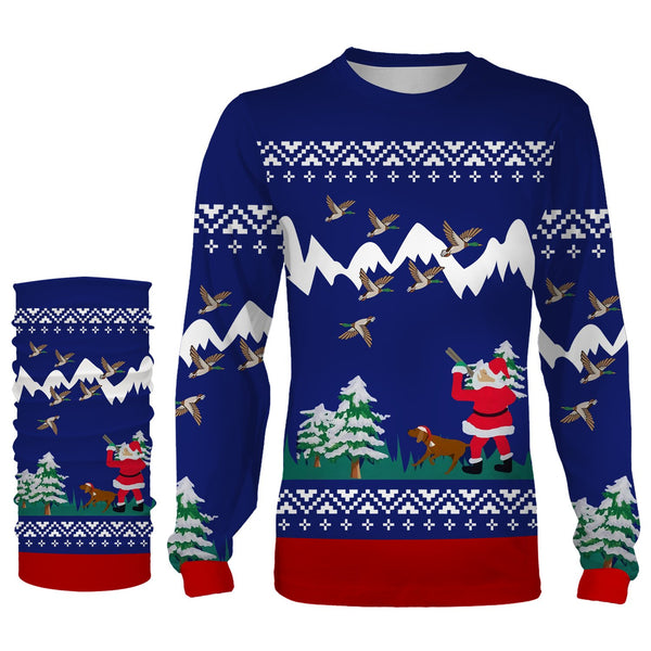 Duck hunter Santa funny ugly christmas sweatshirt full print shirts - Christmas gift For Adult and kid NQS1018