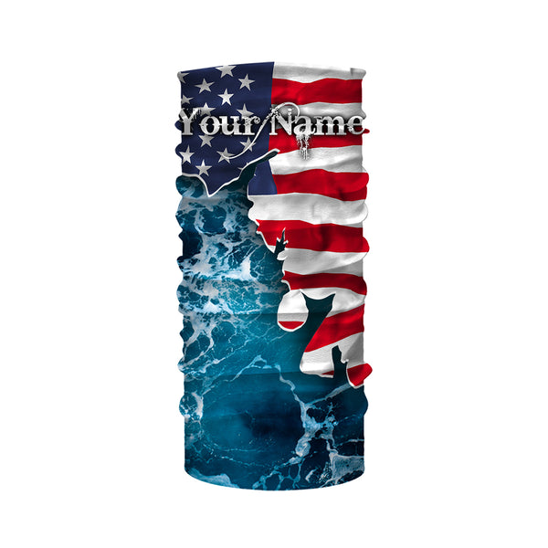 American Flag Sea Waves Fishing Custom Name Performance Shirts UV Protection Quick Dry UPF 30+ FSD2618