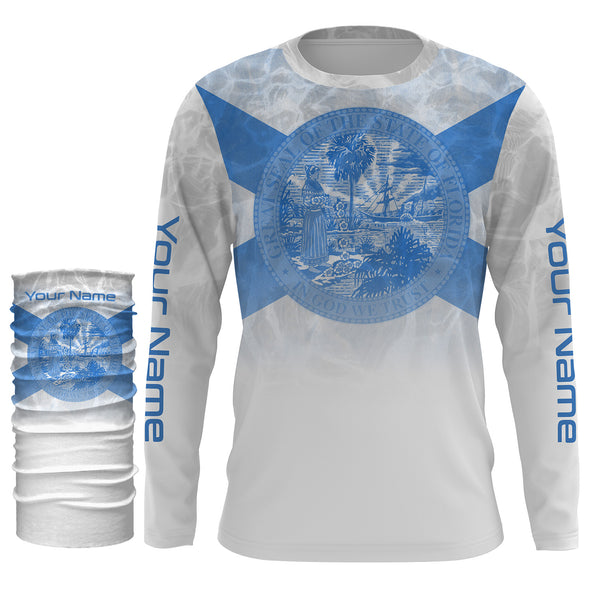 Florida Flag Performance Fishing Shirts, Personalized FL Fishing UV Protection Apparel, Fisherman Fishing Jerseys FSD2676