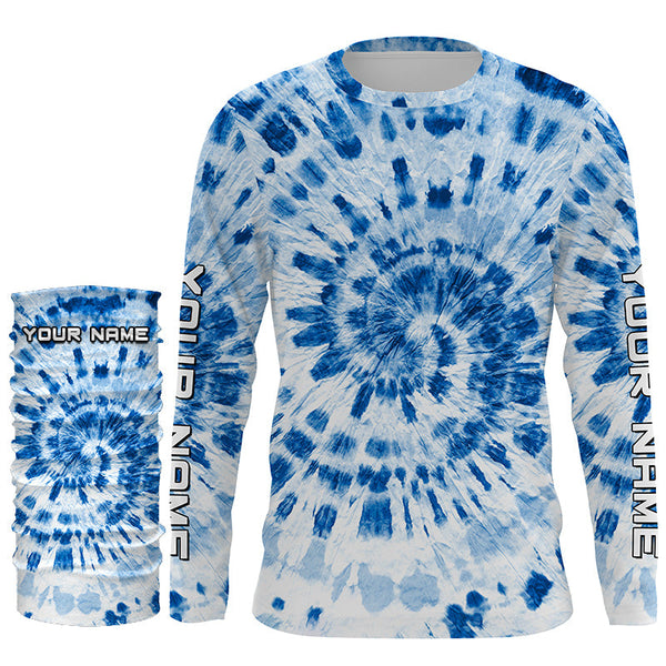 Custom blue Tie Dye long sleeve Shirts, Performance UV protection Fishing shirt FSD3368