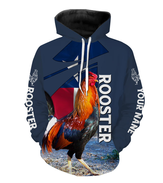 Rooster Texas Flag Custom Name 3D All Over Printed Shirts, Hoodie - Rooster Lovers Gifts Idea FSD2613