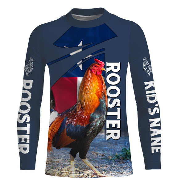 Rooster Texas Flag Custom Name 3D All Over Printed Shirts, Hoodie - Rooster Lovers Gifts Idea FSD2613