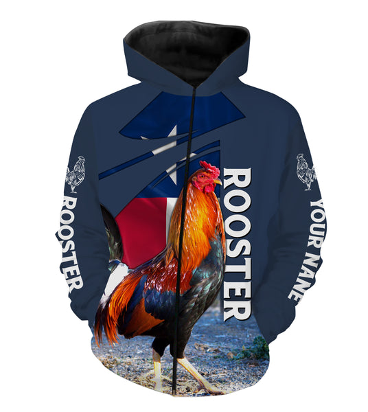 Rooster Texas Flag Custom Name 3D All Over Printed Shirts, Hoodie - Rooster Lovers Gifts Idea FSD2613