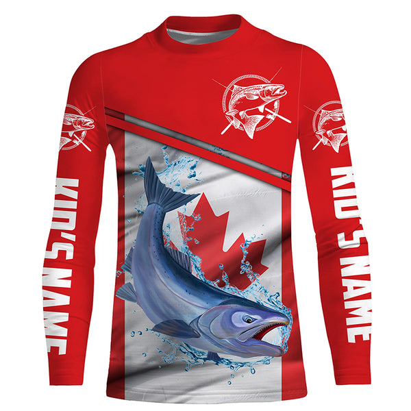 Chinook Salmon Fishing Canada Flag Custom Name All Over Printed UV Protection Shirts TTS0677