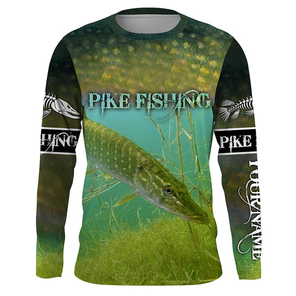 Northern Pike fishing underwater camo Custom name 3d print Shirt, Hoodie TTS0553