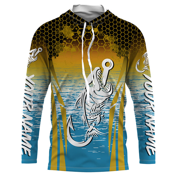 Fish hook skull Long Sleeve tournament Fishing jerseys Shirts UPF 30+ for Fisherman TTS0172