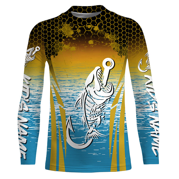 Fish hook skull Long Sleeve tournament Fishing jerseys Shirts UPF 30+ for Fisherman TTS0172