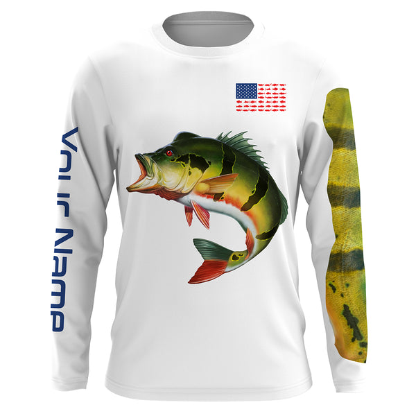 Peacock Bass Fishing Custom Name performance long sleeve fishing shirt uv protection TTS0011