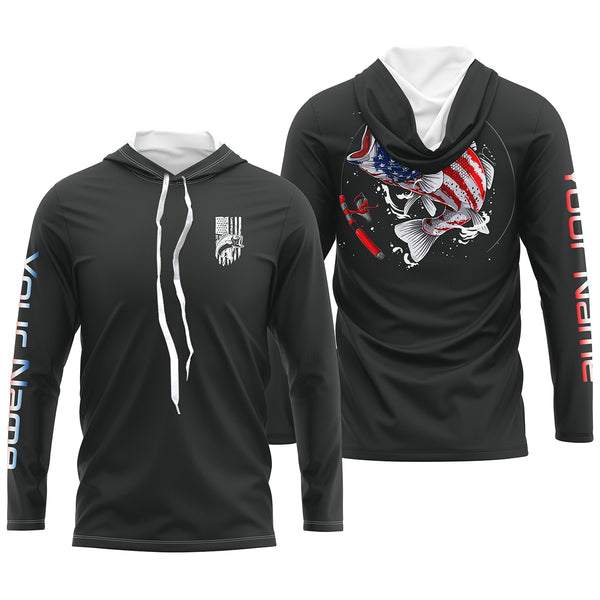 Bass American Flag Custom Long Sleeve Fishing Shirts, Patriotic Fishing gifts TTS0037