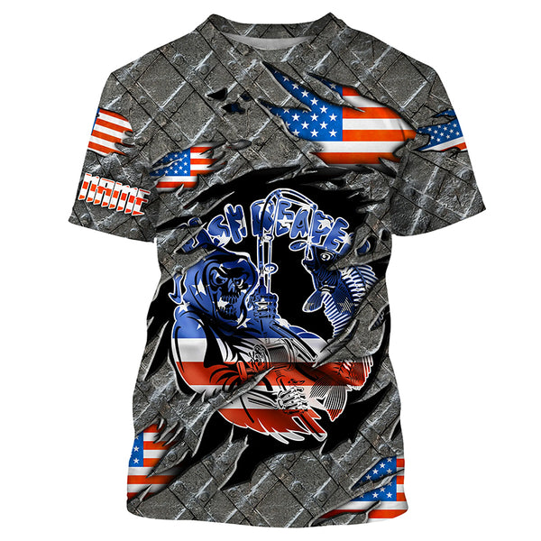 American flag Fish reaper Fishing Men's long sleeve fishing shirts TTS0688