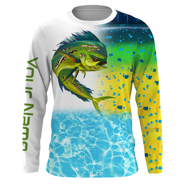 Mahi Mahi Fishing Custom Name Sun Protection Long Sleeve Fishing Shirts TTS0788