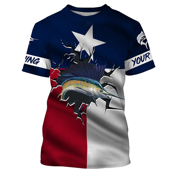 Texas Sailfish Fishing Custom long sleeve performance fishing shirts, Sailfish fishing jerseys TTS0549