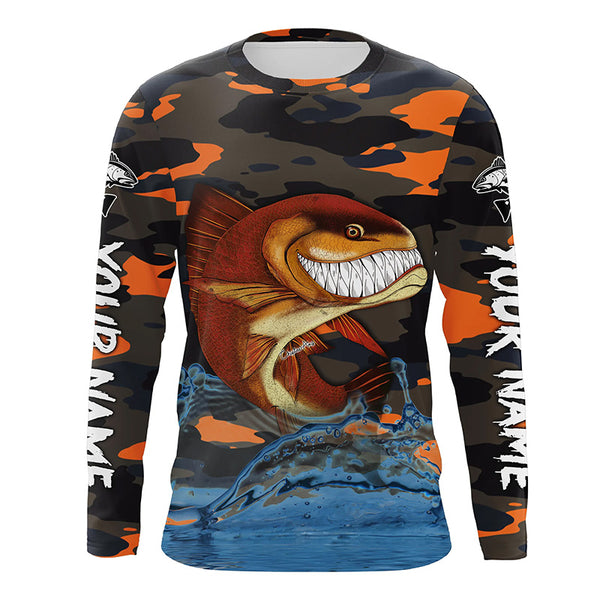 Redfish fishing camo Saltwater Custom Long Sleeve Performance Shirt, Hoodie TTS0614