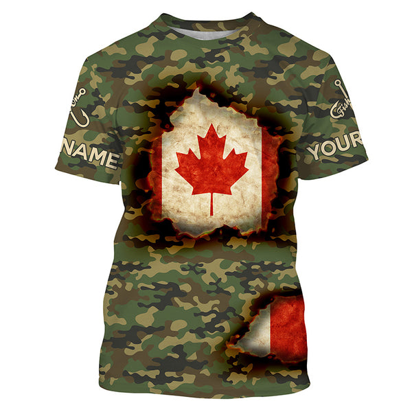 Canadian Flag Camo Custom long sleeve performance Fishing Shirt TTS0186