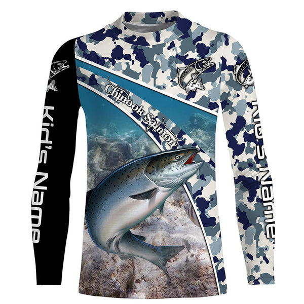 UPF 30+ Chinook Salmon Long Sleeve Fishing Shirt for Men and Women - UV Sun Protection TTS0578