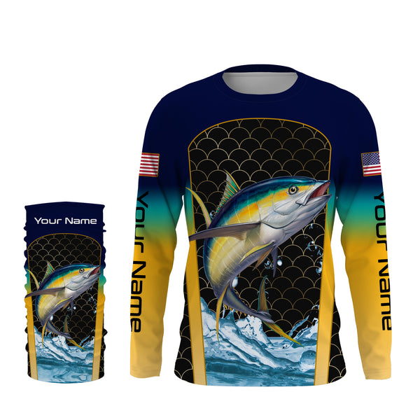 Yellowfin Tuna Fishing Custom Long Sleeve Fishing Shirts, Tuna Fishing jerseys TTS0031