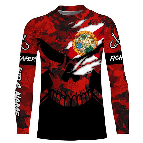 Florida flag Fish Reaper camo fish hook performance Fishing Shirts TTS0689