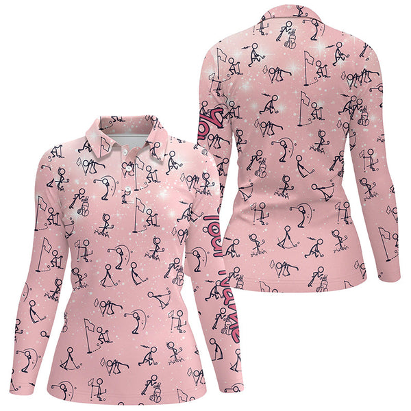 Pink Galaxy Seamless Golf Polo Shirts Custom Funny Golf Shirts For Women Cute Golf Gifts LDT0344