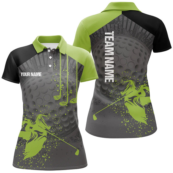 Personalized Funny Diversified Green Grey Womens Golf Polo Shirt Custom Golf Shirts For Women LDT0700