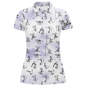Purple Stick Figures Playing Golf Seamless Polo Shirt Custom Golf Shirts For Women Golf Gifts LDT0386