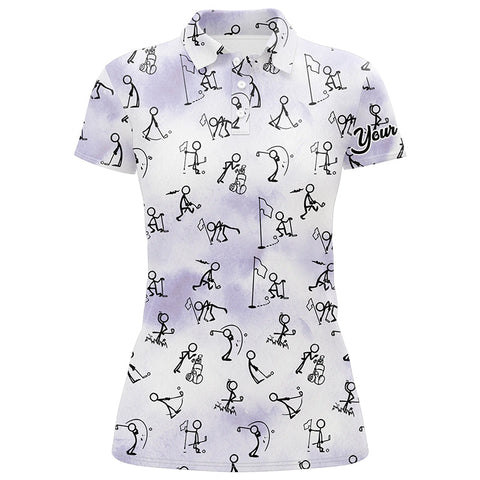 Purple Stick Figures Playing Golf Seamless Polo Shirt Custom Golf Shirts For Women Golf Gifts LDT0386