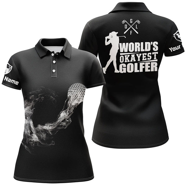 Black And White Womens Golf Polo Shirts, Custom Name Golf Shirts For Ladies, Cool Golf Gifts LDT0144